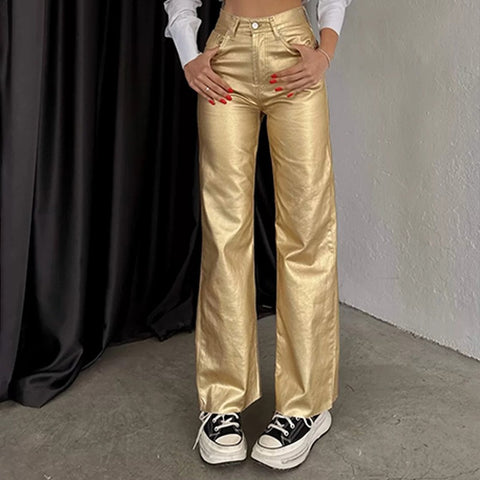 Pocket Loose Wide-leg Straight Trousers