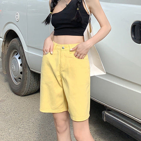 Rainbow Denim Bermuda Shorts