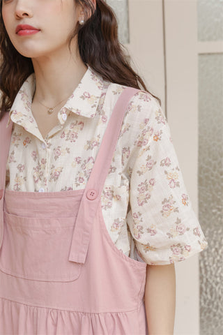 Camisa floral con botones para novia