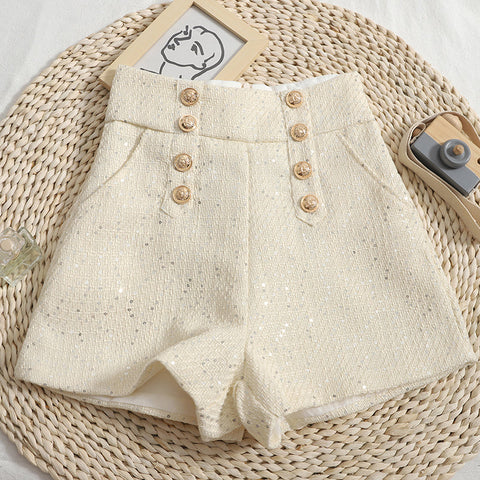 Pantalones cortos de tweed con lentejuelas a medida