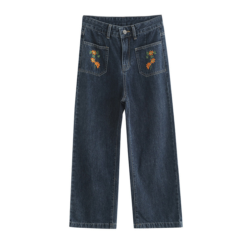 Country Daisy Embroidered Pocket Jeans