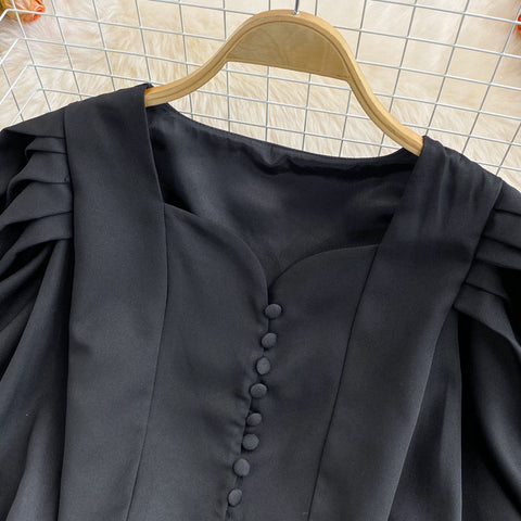 Puff Sleeve Sweetheart Button Up Blouse