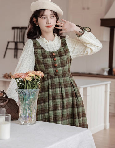 Chocolate Tea – Kariertes Twofer-Midikleid
