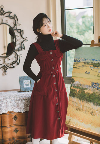 Corduroy Button Up Midi Dress
