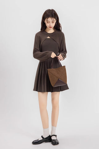 Two-Piece Mini Cami Dress & Sweater Set