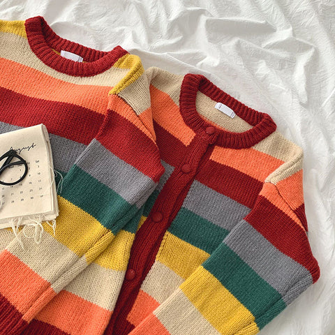 Herbstlicher Regenbogenpullover/Cardigan