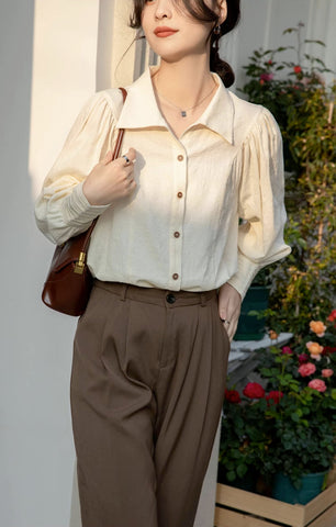 Textured Puff Sleeve Blouse