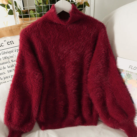 Fuzzy High Neck Sweater