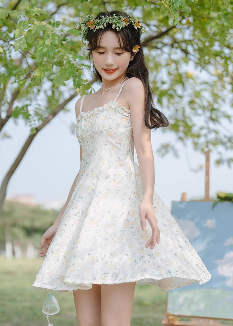 Vestido mini de tirantes con rosa descolorido