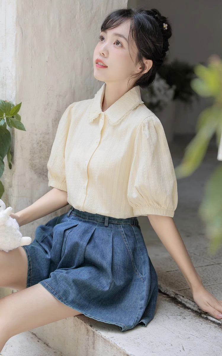 Flared Denim Shorts