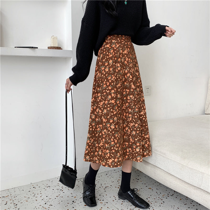 Fall Florals Midi Skirt