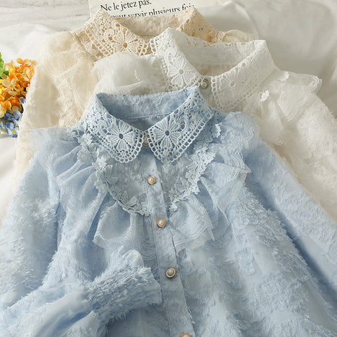Ruffle Lace Button Up Shirt