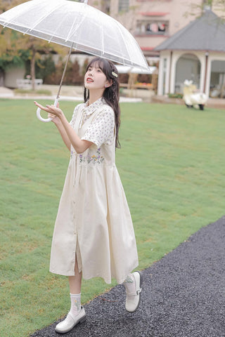 Wild Garden Button Pinafore Dress