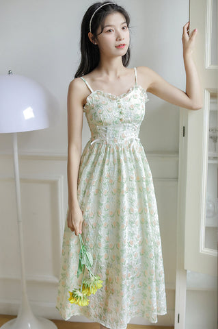Vestido camisola con estampado de jardín de acuarela