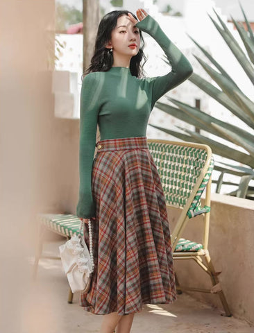 Maple – Karierter Midi-Tellerrock