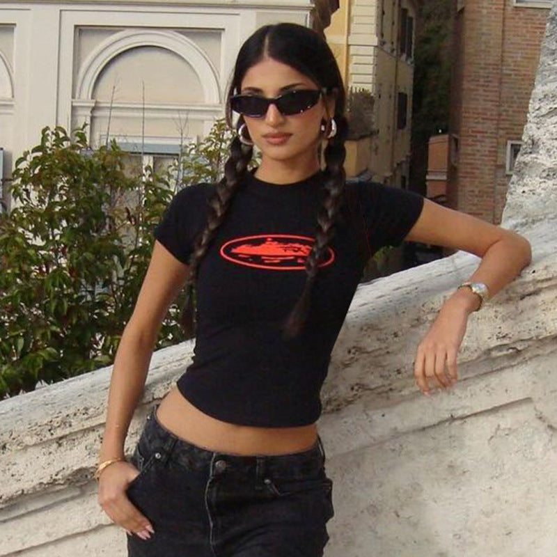 Summer Round Neck Short Sleeve Pullover T-shirt Top