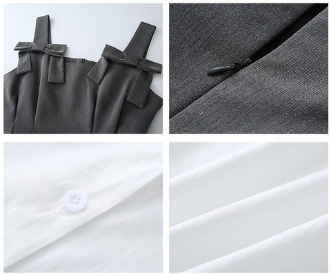 Little Bow Mini Pinafore Dress Set