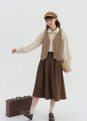 Waffle Puff Sleeve Blouse