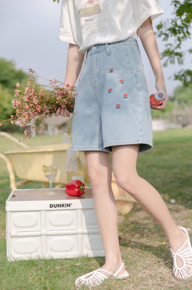 Little Tulip Embroidered Shorts