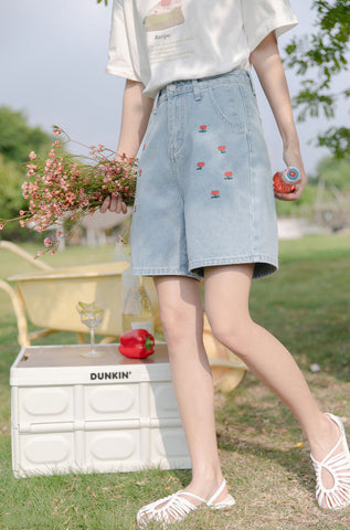 Little Tulip Embroidered Shorts