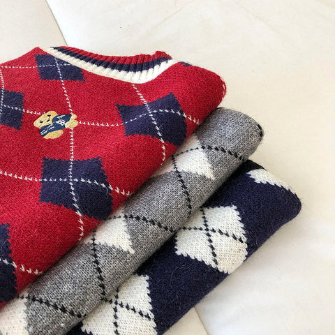 Bear Plaid Sweater Vest