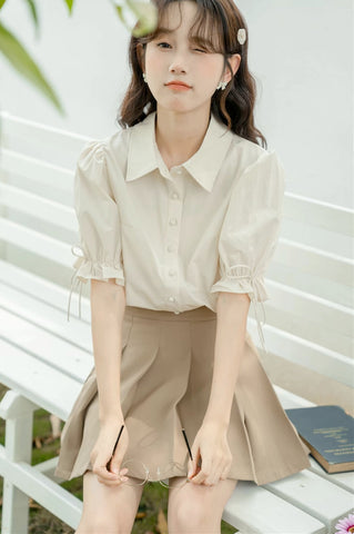 Basic Frilly Puff Sleeve Blouse