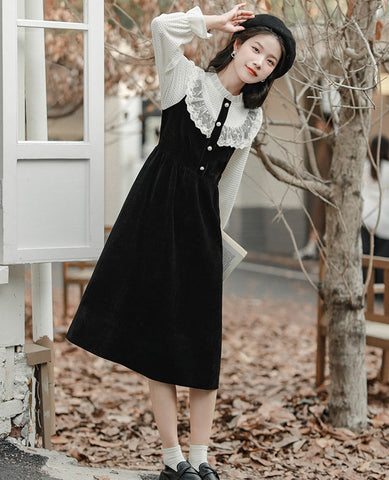 Lace High Neck Sweater Dress