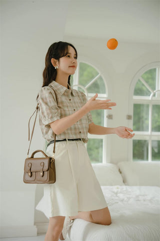 Strawberry Matcha Plaid Blouse