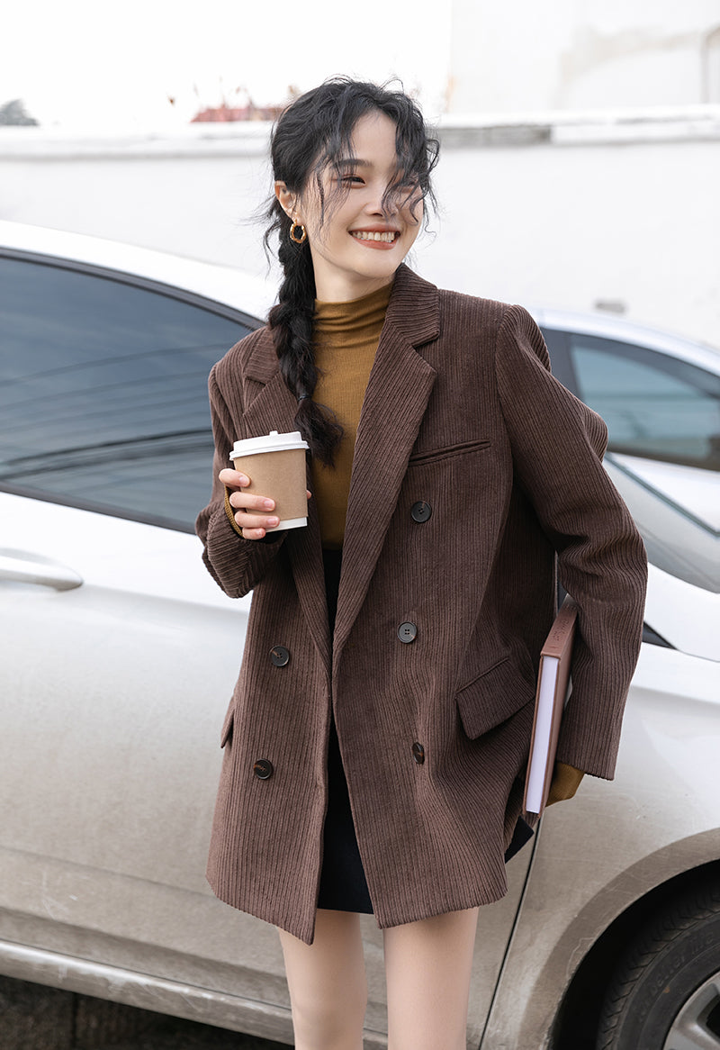 Corduroy Double Breasted Blazer Jacket