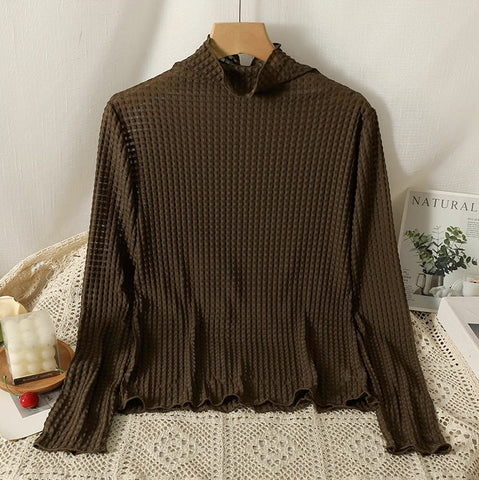 Camisa de capas de crepé gofre
