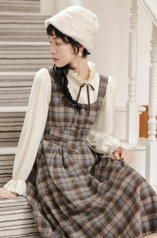 Mint Mocha – Kariertes Twofer-Midikleid