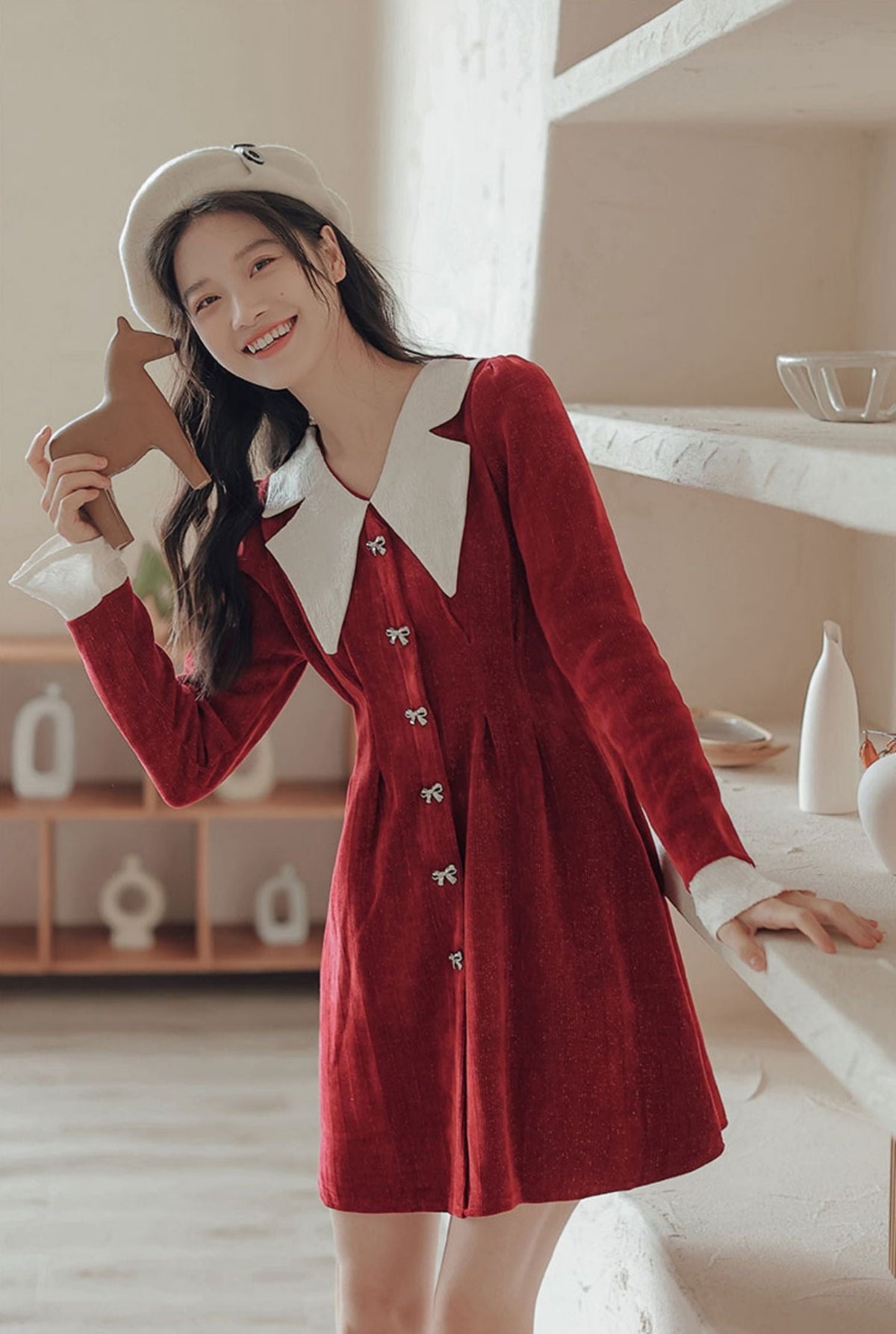 Sweet Bow Peter Pan Knit Dress