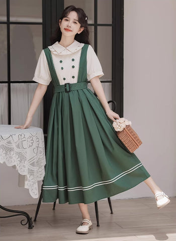 Lolita Kurzärmliges Midikleid mit Kunstlagen