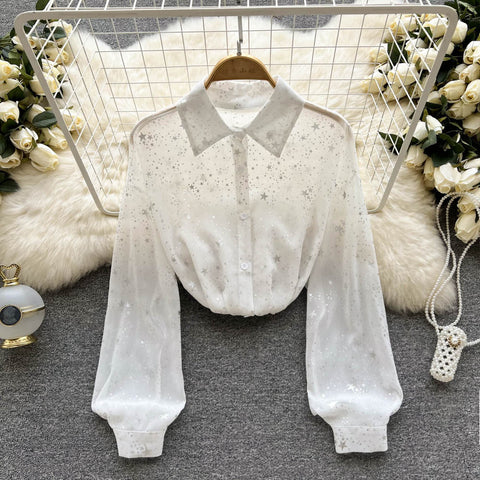 Sheer Starry Button Up Shirt