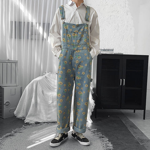 Sonnenblumen-Jeans-Overall