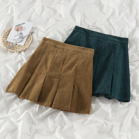 Corduroy Pleated Skirt