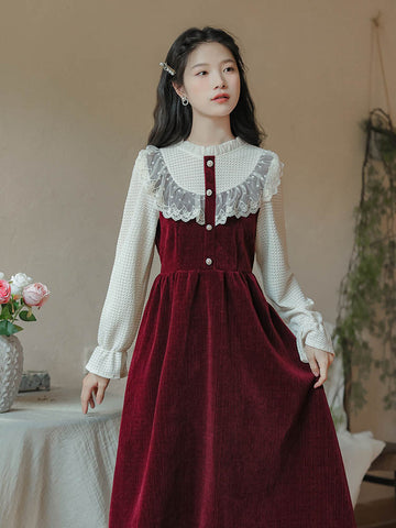 Lace High Neck Sweater Dress