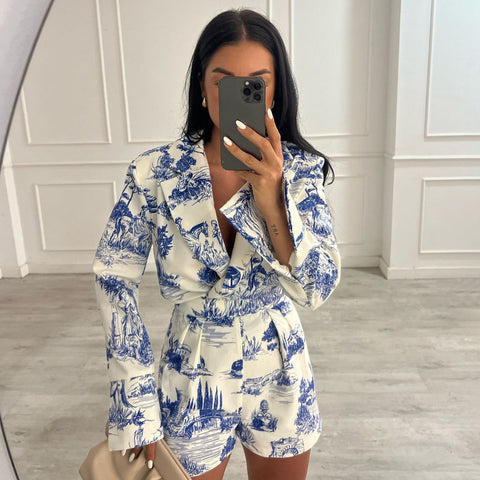A two-piece set of stylish printed shorts