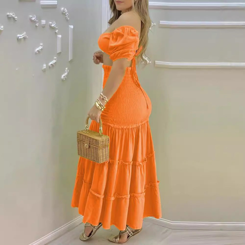 Off-Shoulder Zip-Up Dress Two-Piece Set