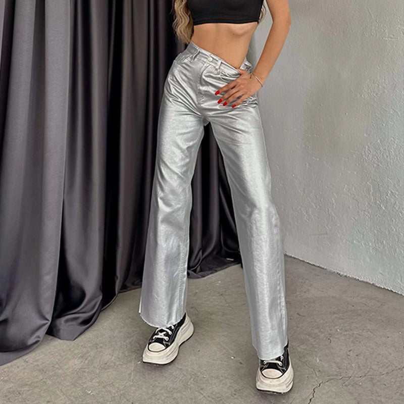 Pocket Loose Wide-leg Straight Trousers