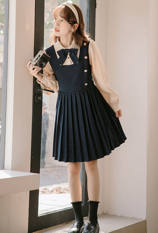 Varsity Pleated Twofer Dress