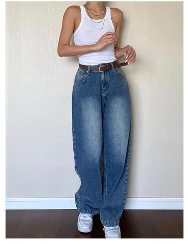 Verwaschene klassische Boyfriendjeans aus Denim