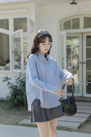 Boyfriend Stripe Button Up Shirt