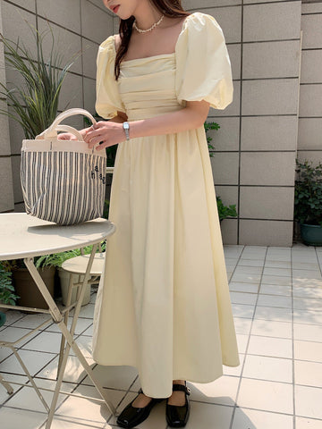 Basic Puff Sleeve Maxi Dress