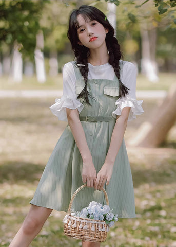 Vestido mini de rayas con botones