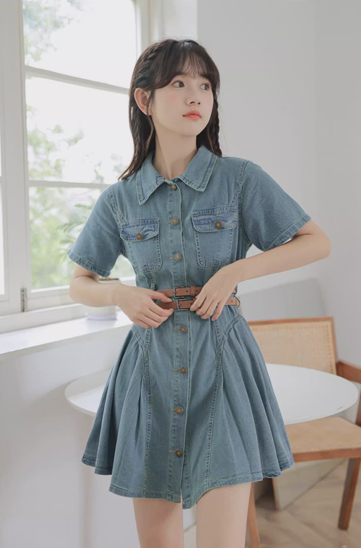 Button Up Denim Mini Dress