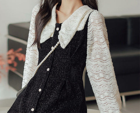 Lace Bow Sweater Dress