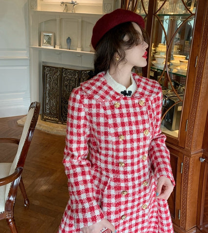 Candy Cane Gingham Dress Coat