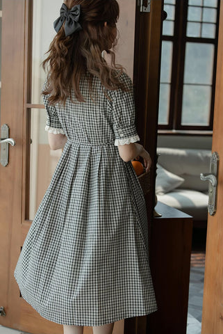 Button Up Plaid Midi Dress