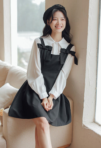 Little Bow Mini Pinafore Dress Set